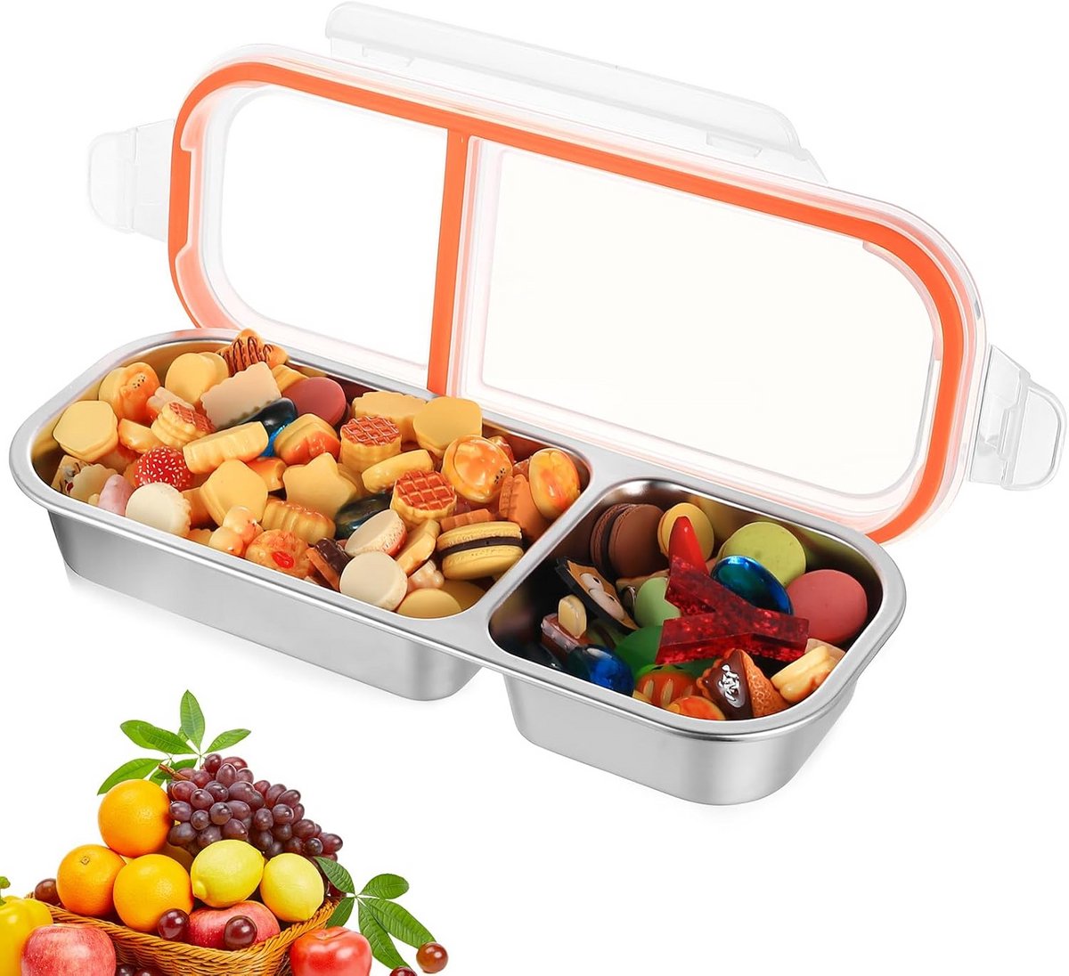 Broodtrommel met Vakken RVS Lekvrij voor Lunch en Snacks