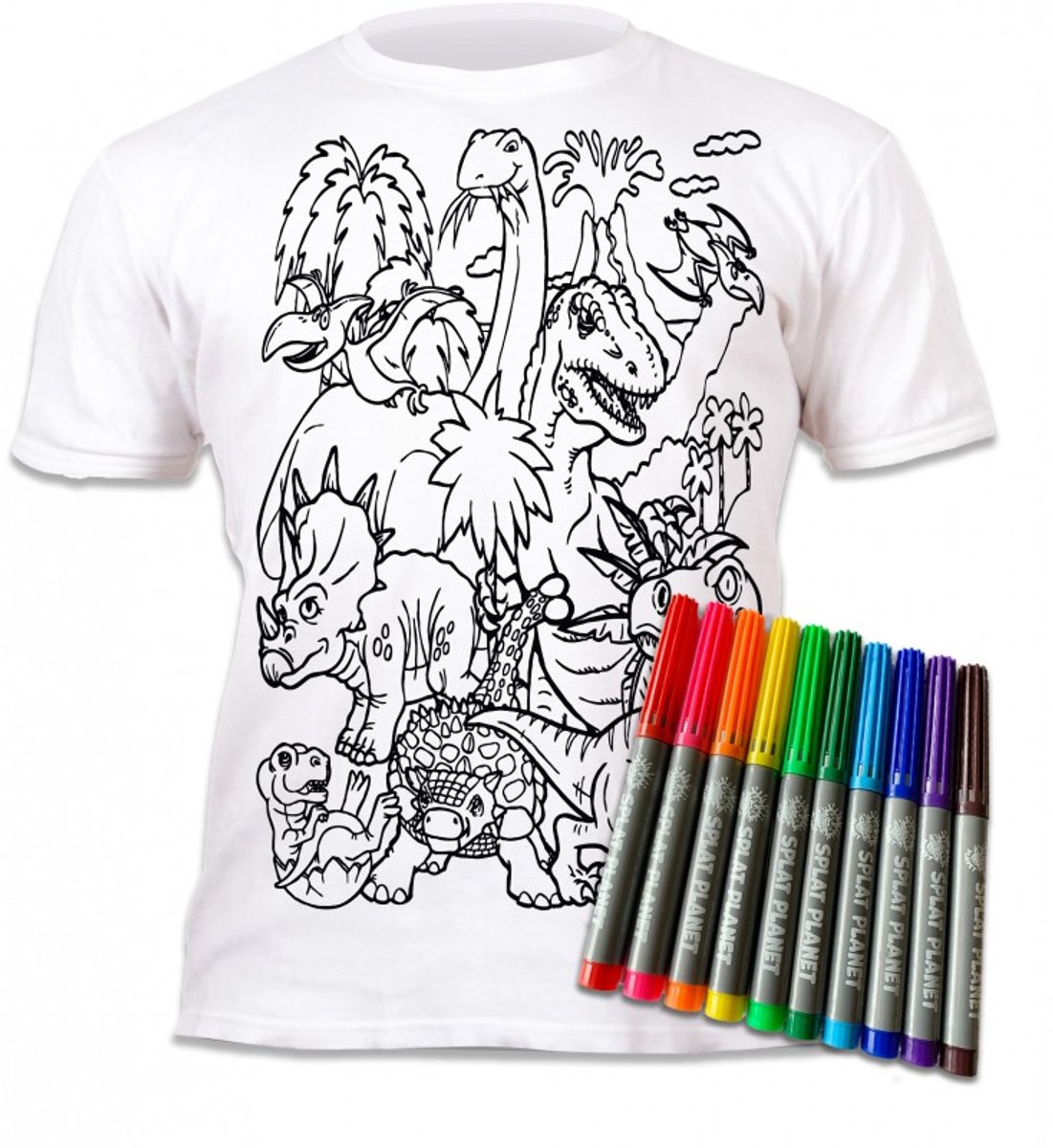 Splat Planet T-Shirt Kleuren Set Dino's 7 - 8 Jaar
