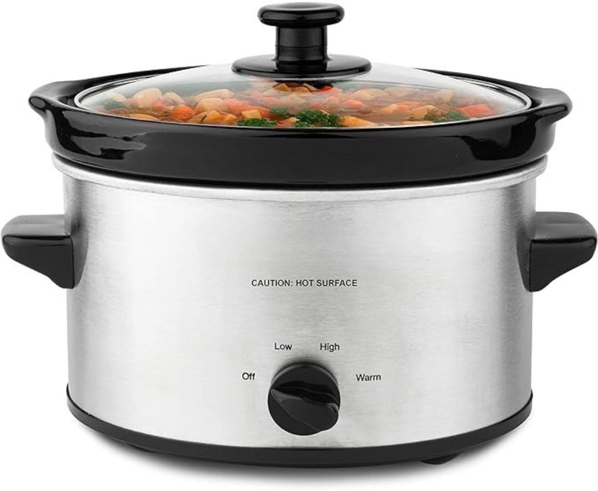 REN® Slowcooker met timer - Slowcooker - Crockpot - Zilver - 25cm x 25cm x 20cm
