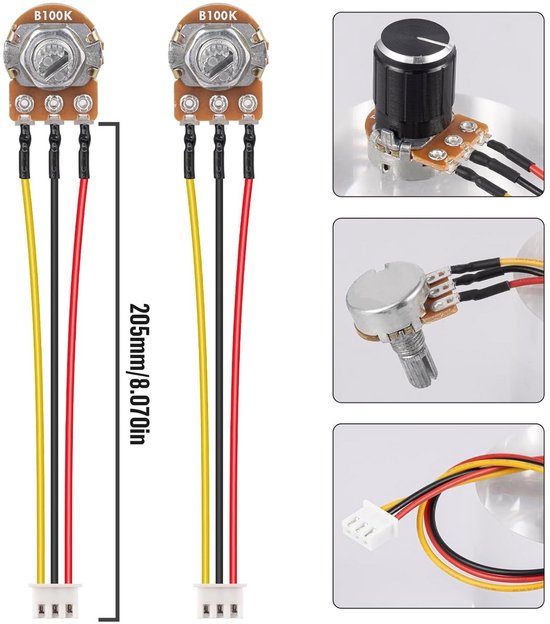 Set van 3x 100K Ohm Draai Potentiometer B100K Lineair met Kabel en ...