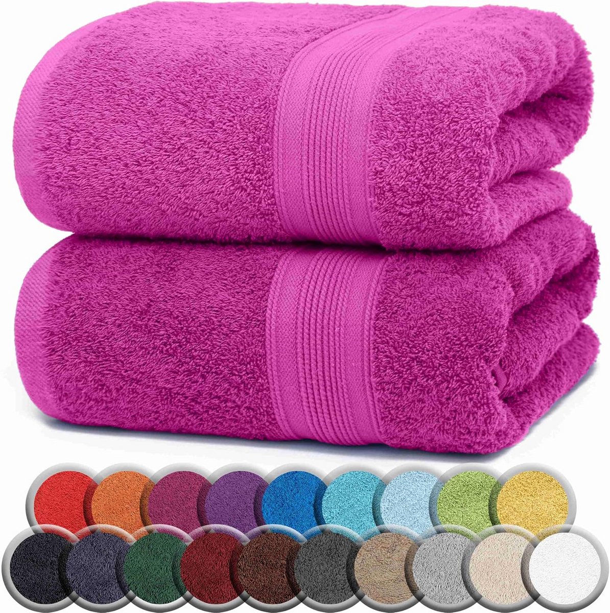 Luxe XXL Badhanddoeken 100% Katoen 100x150 cm Hoekroze 2 stuks - Hotelkwaliteit