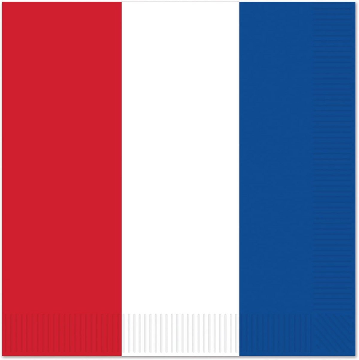 Rood Wit Blauwe Papieren Servetten - 16 Stuks - Feestservetten Patriotisch Thema