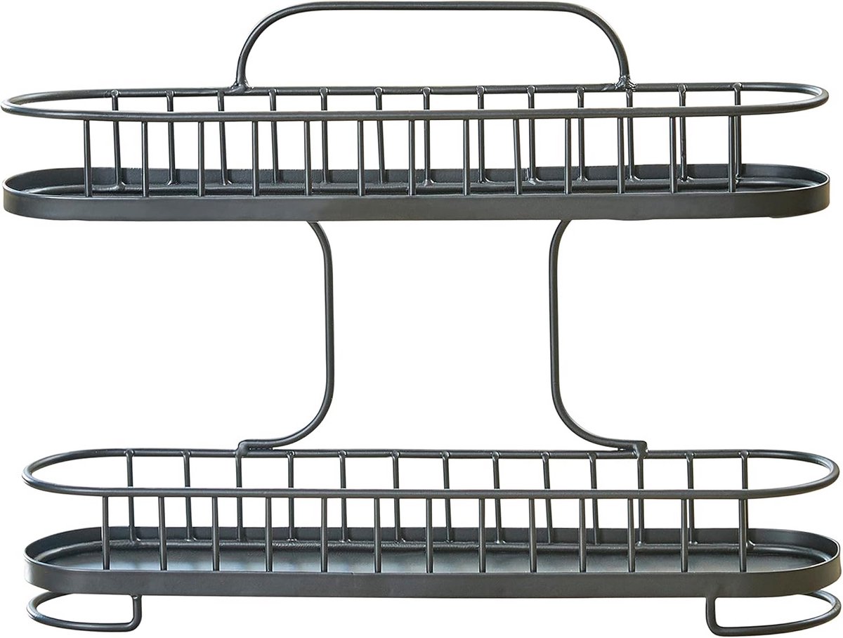 2-Laags Kruidenrek Zwart - Tafelblad Organizer voor Keuken en Meer