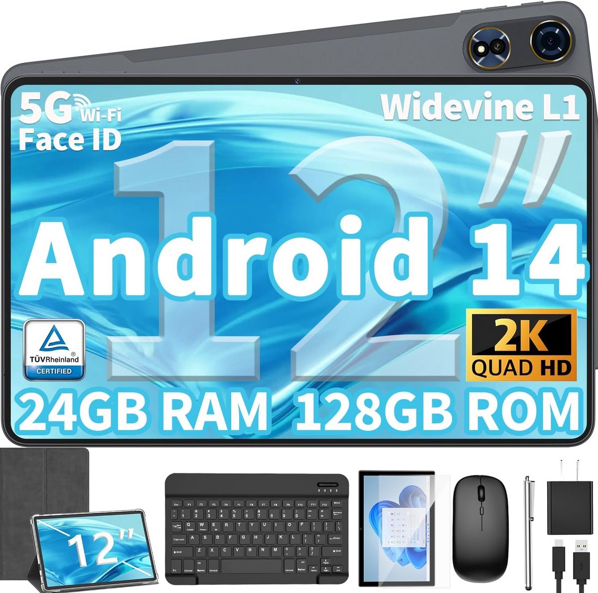Android Tablet met Toetsenbord 10 inch Zilver