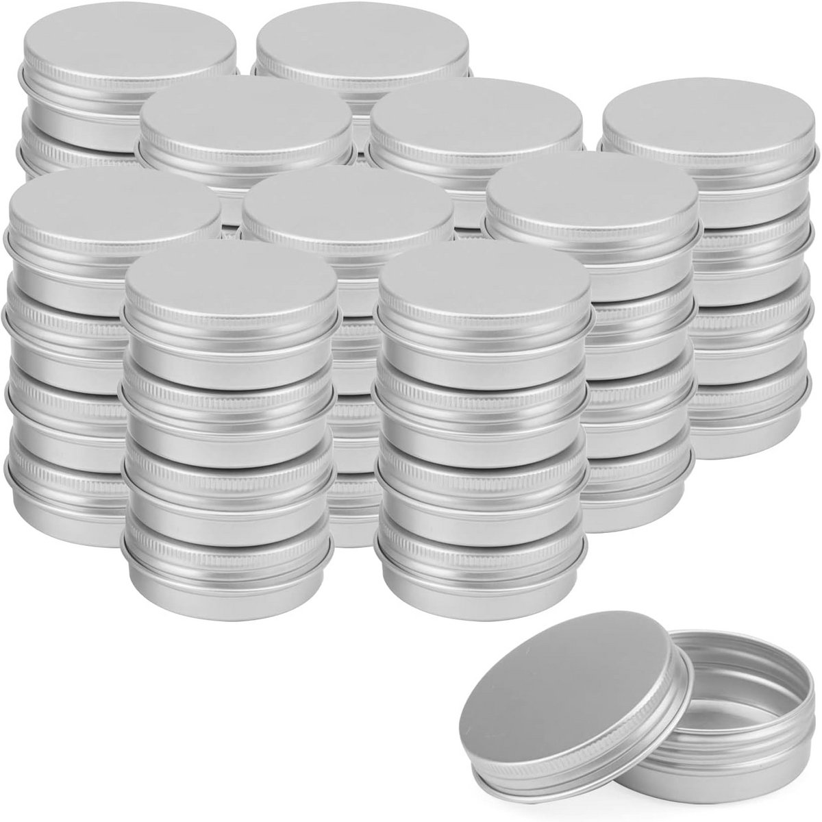 40x Zilveren Aluminium Bussen 30ml met Schroefdeksel - Herbruikbare Kleine Potjes