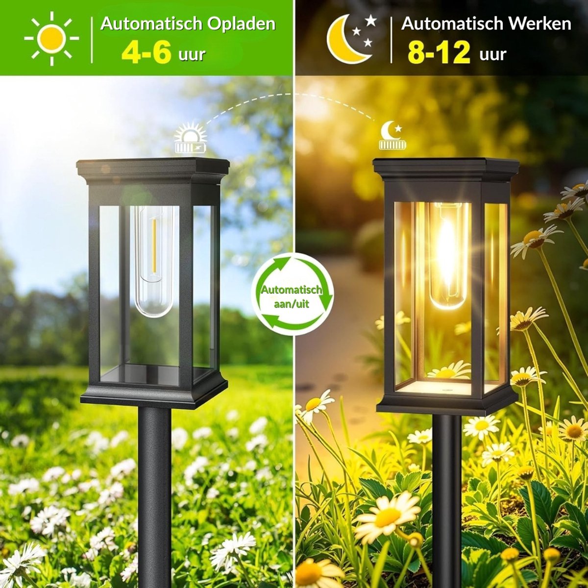 Zonnelampen Voor Buiten Sfeervolle LED Verlichting Met Automatische Schemer Sensor – Tuinlampen Op Zonneenergie Buiten Waterdicht – Tuinlampjes Zonneenergie Met Warm Wit Licht | Energiezuinig & Draadloos Design — cadeau in Wonen & Interieur - foto 4