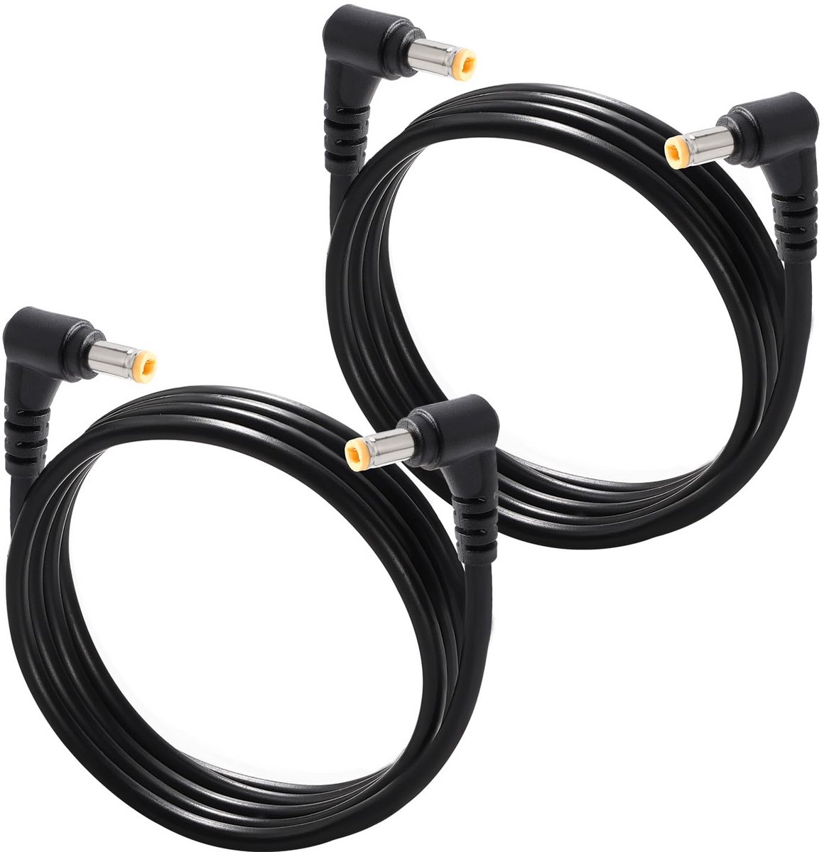 2-Pack DC Stroomverlengkabel 1 Meter 5.5x2.5mm Rechte Hoek Connector Zwart