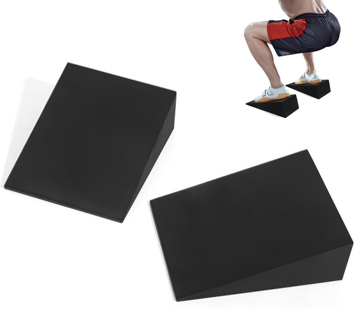 2 Stuks Schuin Oefenplatform voor Kuitstrekken, Squats en Balans - Yogabloc