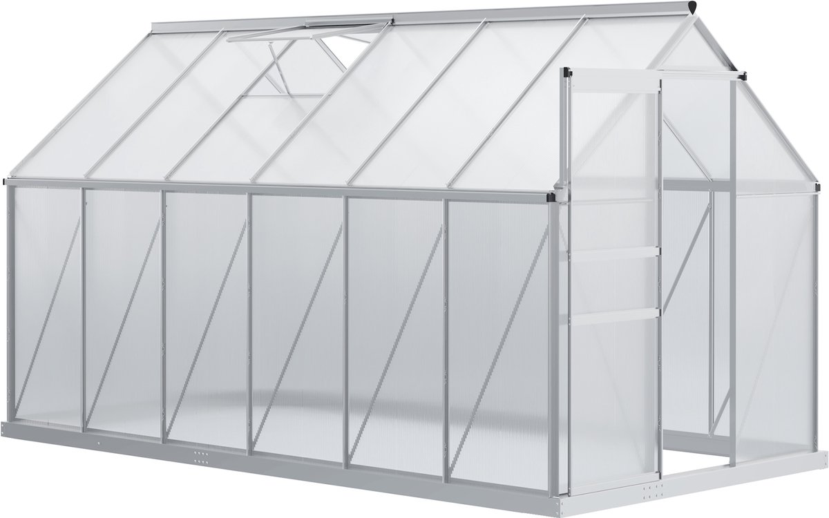 Outsunny-kas - polycarbonaat paneel - 190x375x199cm - zilver