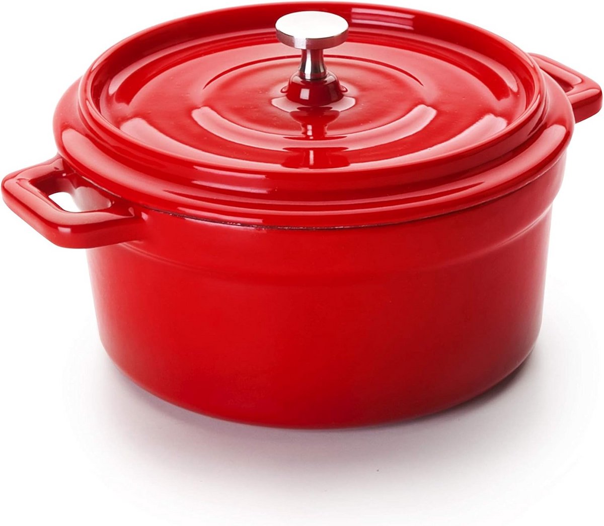 Ronde Gietijzeren Minicocotte Rood 13 cm Geschikt voor Inductie