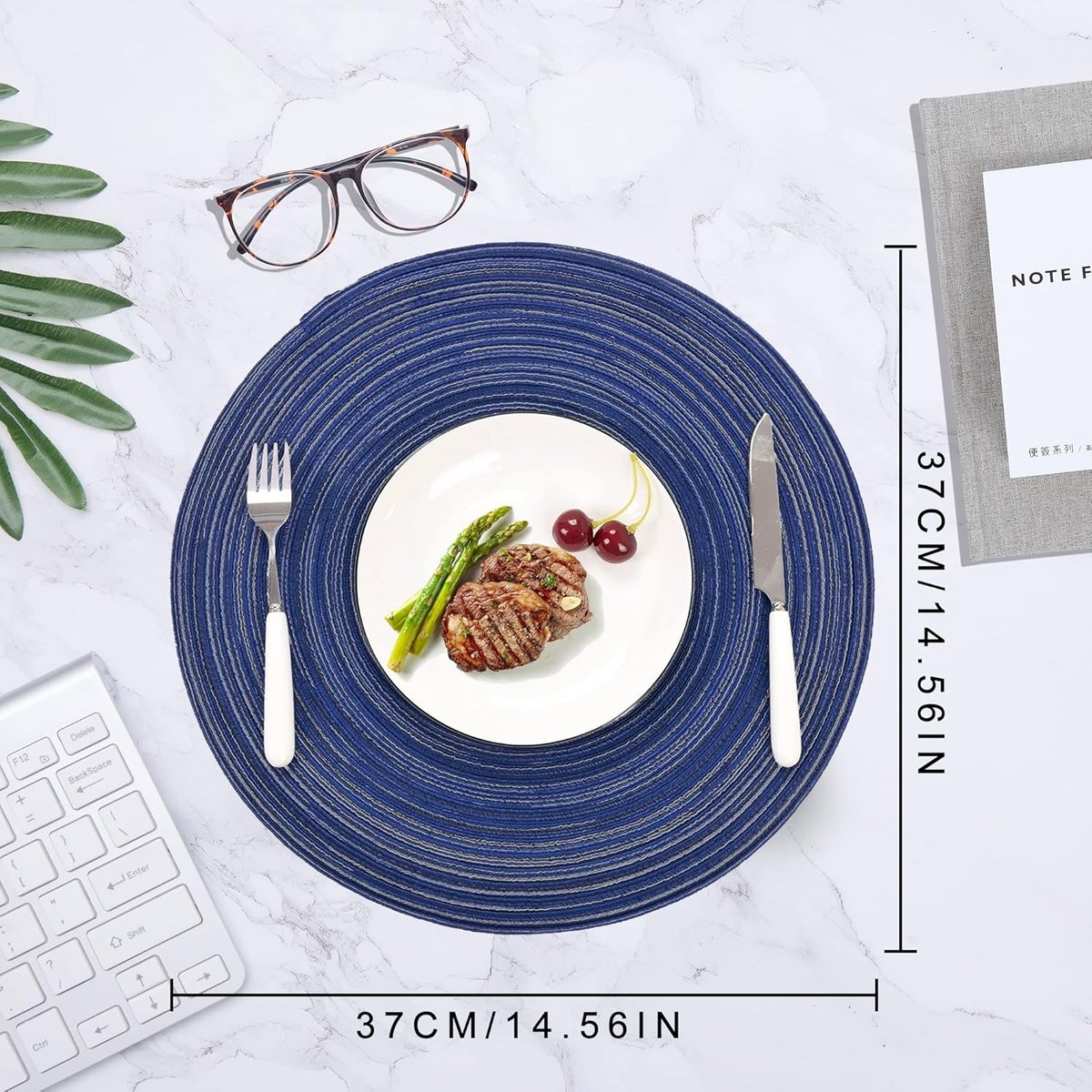 Set van 6 Ronde Geweven Onderzetters 35cm Hittebestendig en Antislip voor Tafel