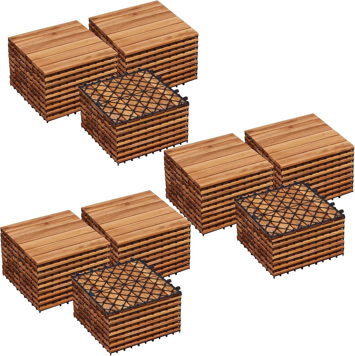 Acacia Houten Tegels voor Buiten - 30x30 cm - Set van 81 Stuks - Terras en Balkontegels met Kliksysteem