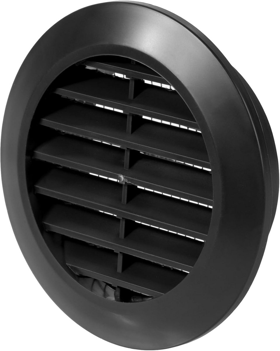 Ronde Ventilatie Rooster 60 mm Zwart met Insectenhor voor Binnendeur
