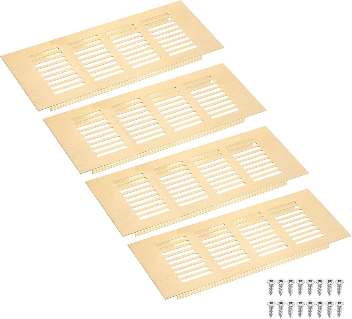 Set van 4 Aluminium Ventilatie Roosters Rechthoekig 200x80 mm Goudkleurig
