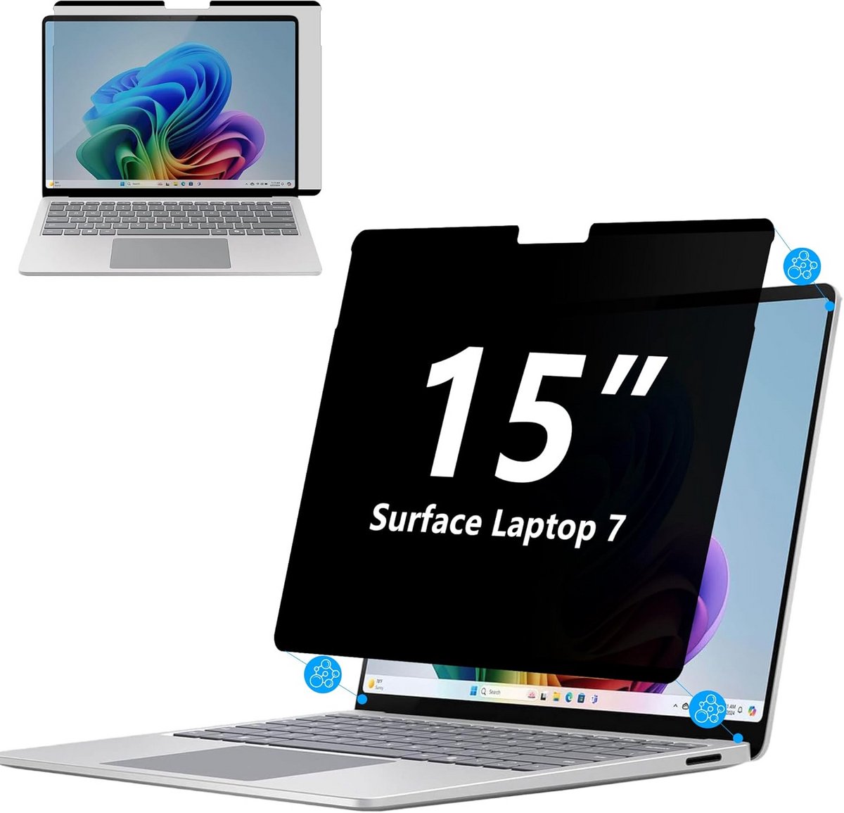 Privacy Screenfilter voor 15 Inch Laptop - Anti Spionage, Anti-Glare en Blauw Licht Blokkerend - Magnetisch & Afneembaar