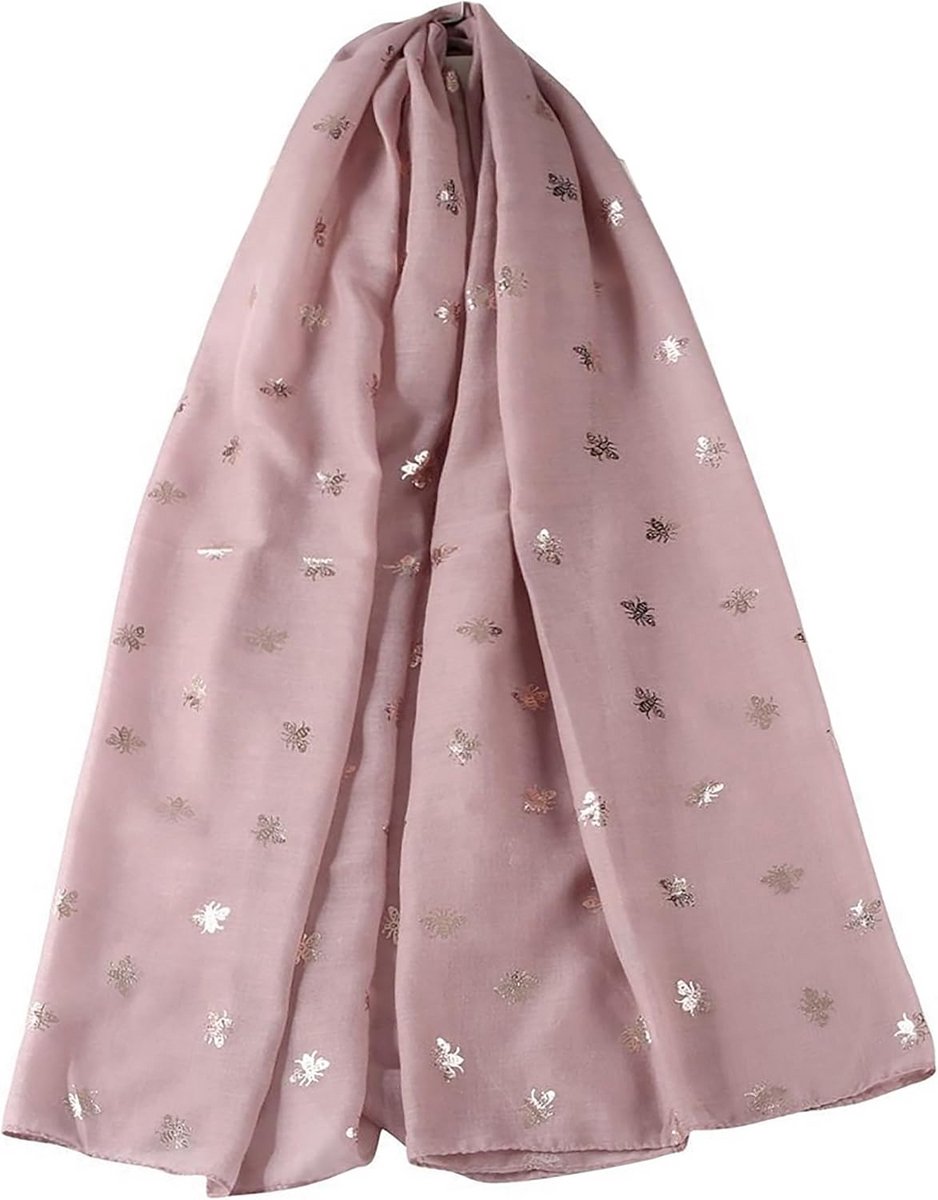 Zachte Sjaal met Glanzende Bijenprint - Licht Roze Kleur
