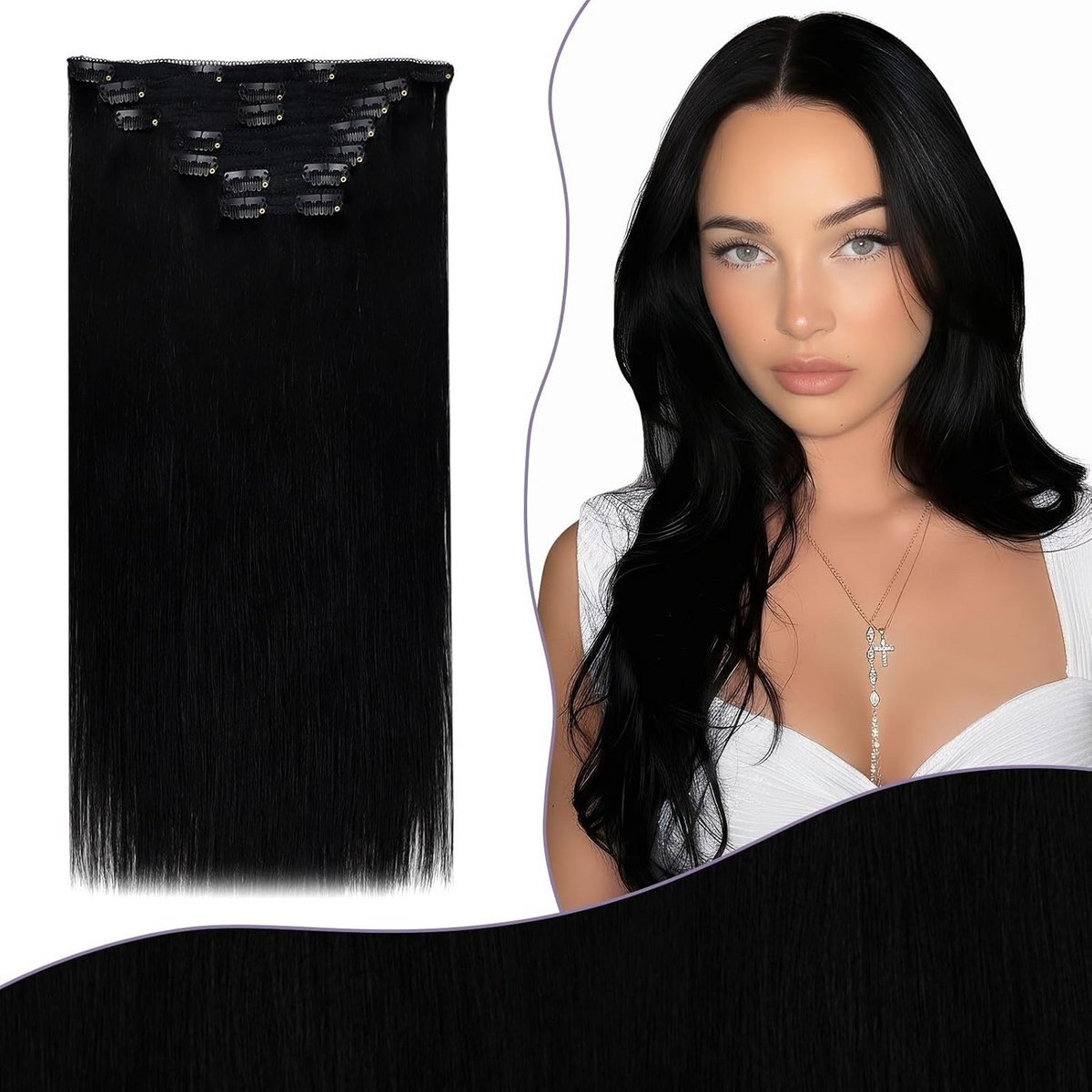 Vraag en antwoord Clip-in Extensions Echt Haar Glad en Stijl 7 Delig Set
