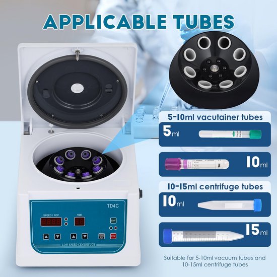 Centrifuge met LED-Display voor PRP-Sap, 4000 RPM, 8 x 15 ml Rotatiecapaciteit — afbeelding 2