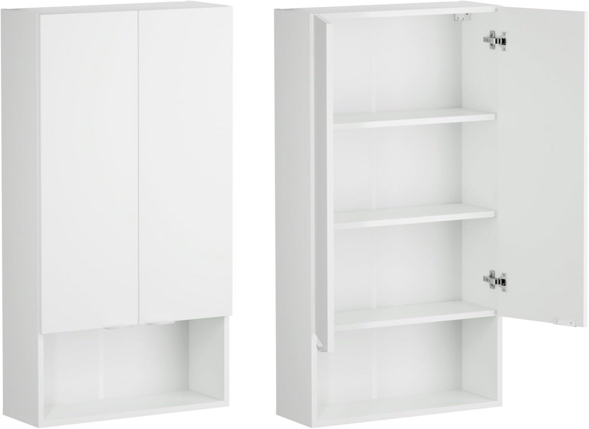 Wandkast Badkamer Boven Wasmachine en Droger - Opbergkast 120x65x25 cm Wit