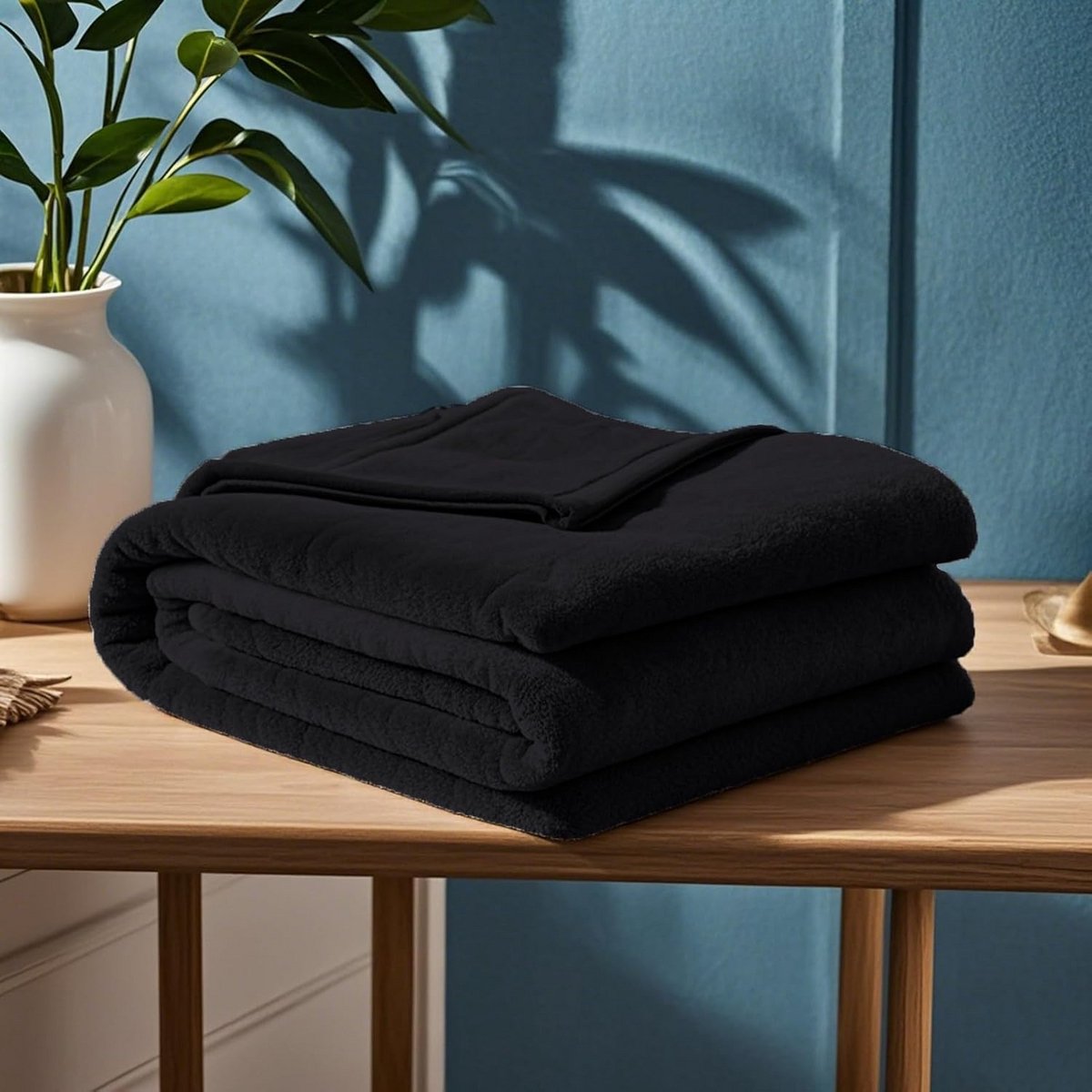 Extra Zachte Fleece Deken 60x150 cm Zwart - Warm en Comfortabel voor Bank, Bed en Reizen