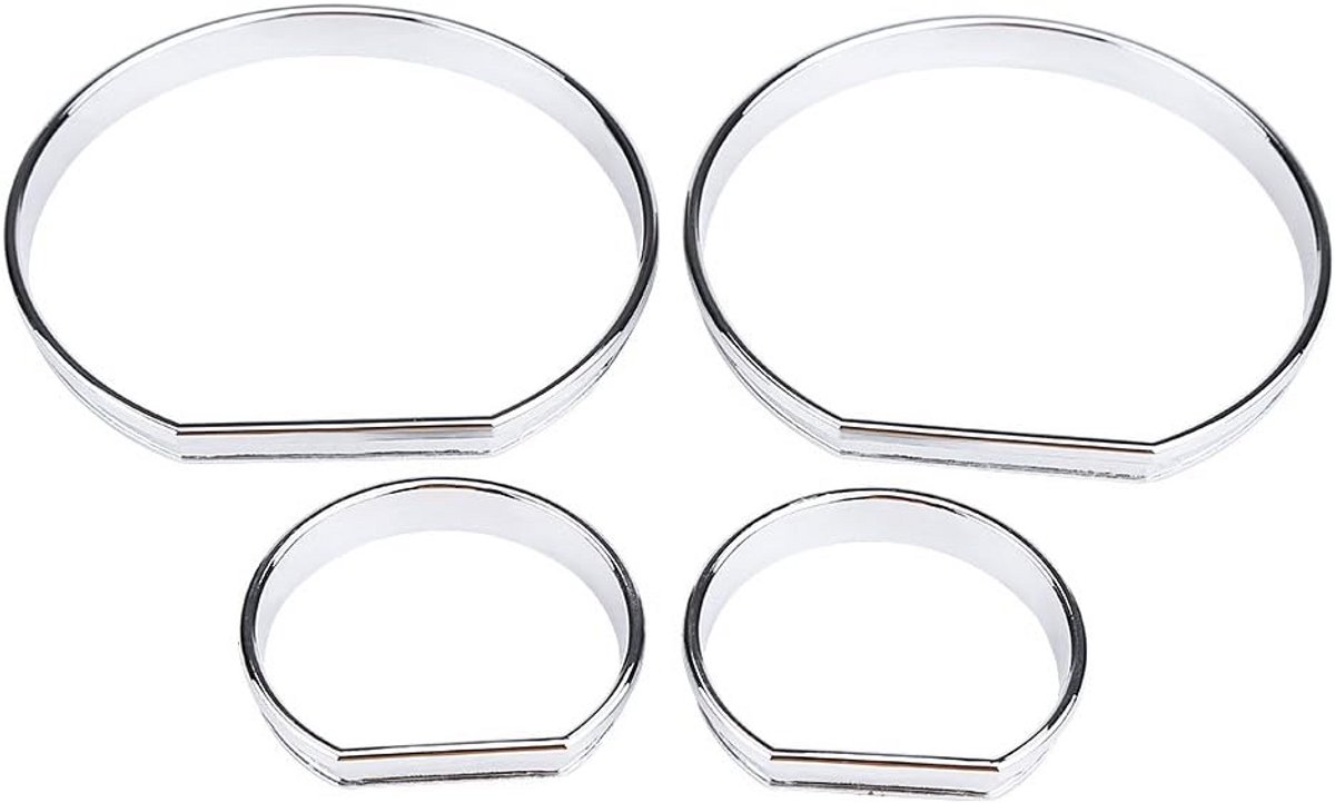 4 Delige Decoratieve Sierringen voor Dashboard Meters - Chroom Afwerking