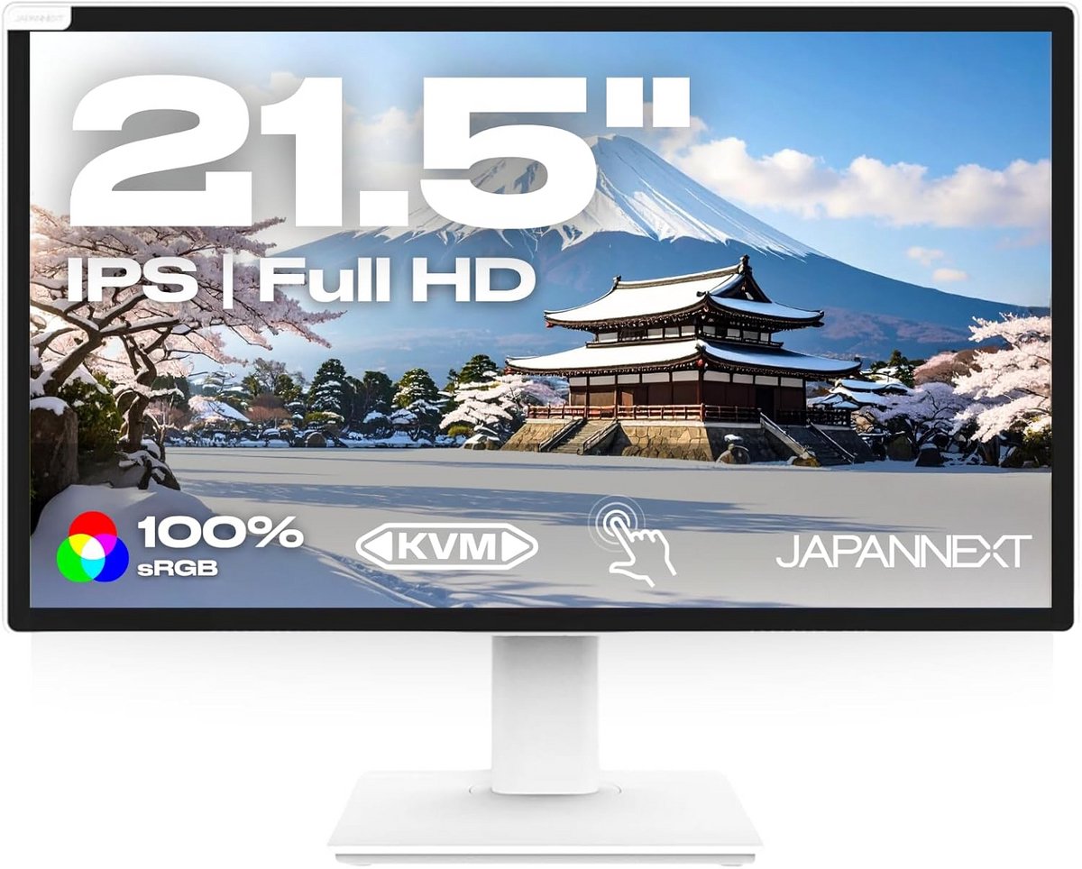 Witte 21.5 Inch Touchscreen Monitor Full HD IPS met Speaker en Diverse Aansluitingen