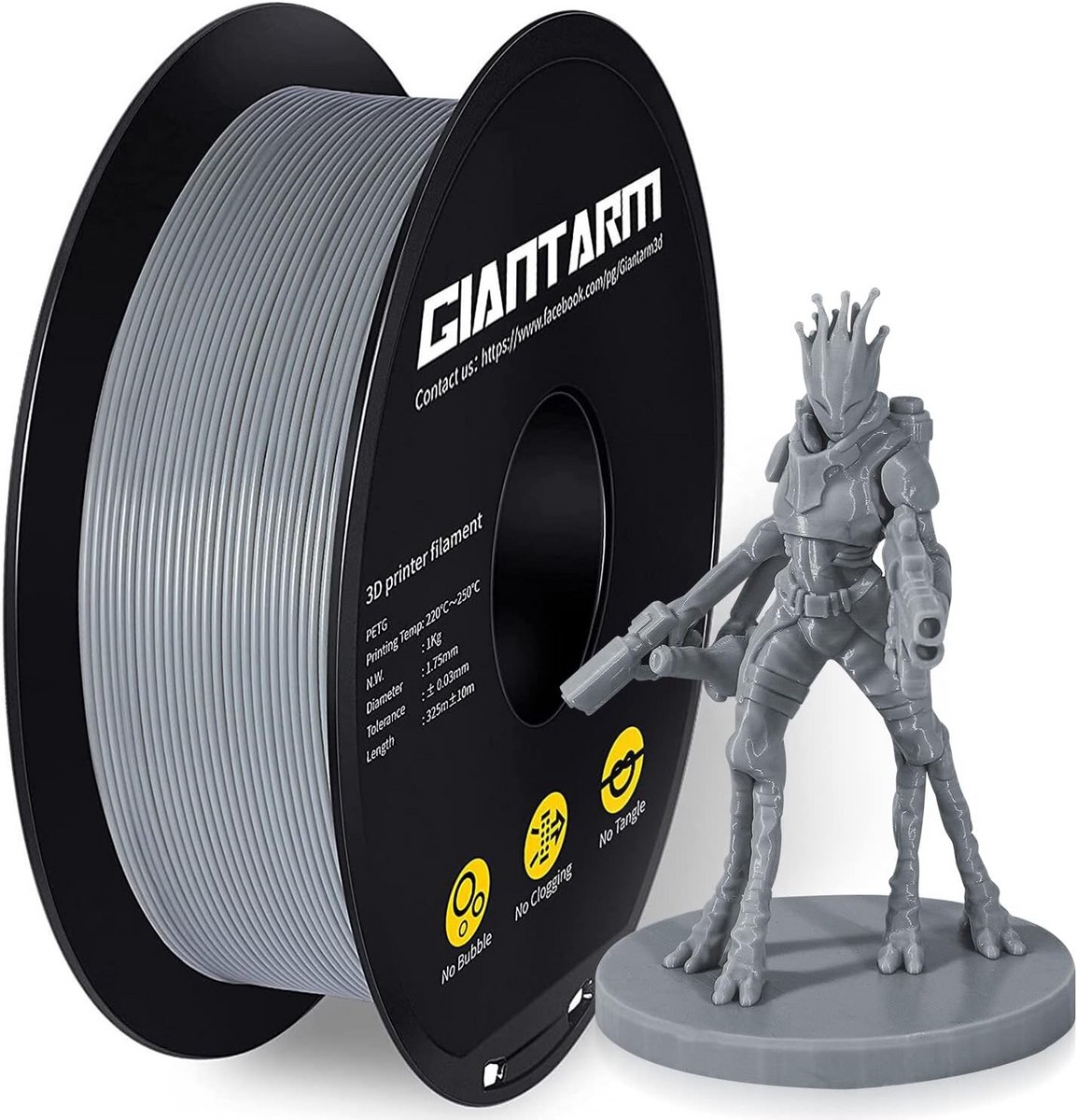 PETG 3D Printer Filament 1.75mm Grijs 1kg - Hoge Precisie en Sterk Materiaal