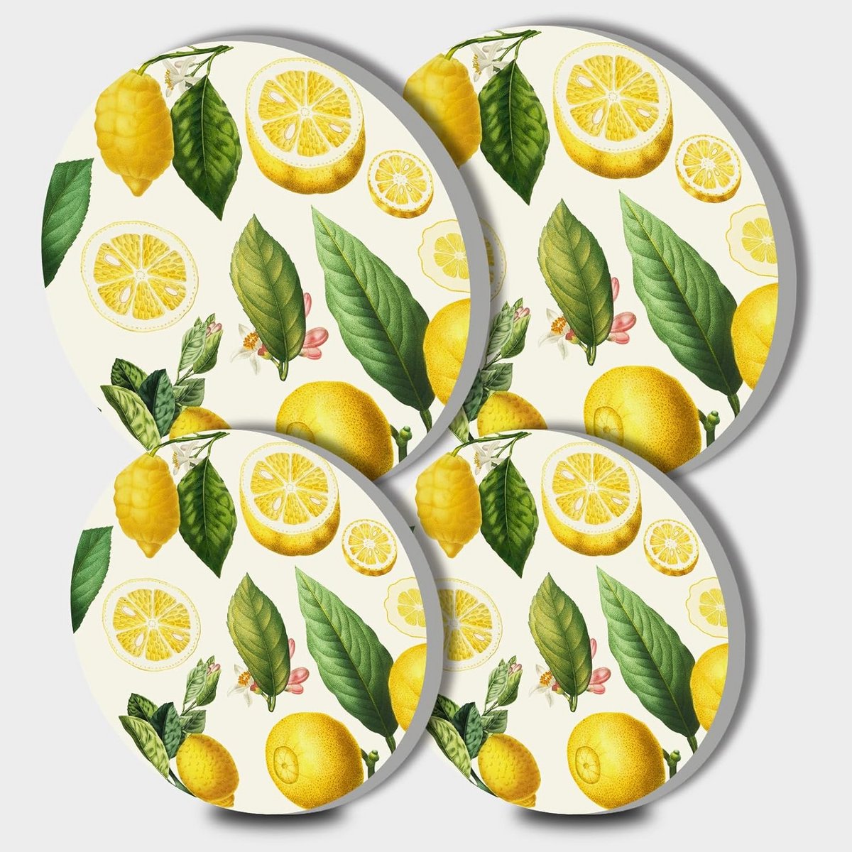 Set van 4 Ronde Metalen Kookplaatafdekkingen met Decoratieve Print