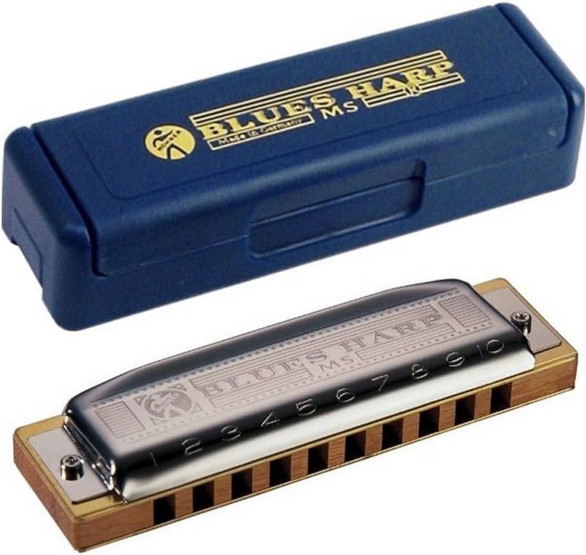 Diatonische Blues Harmonica in Si (B) met Houten Kam