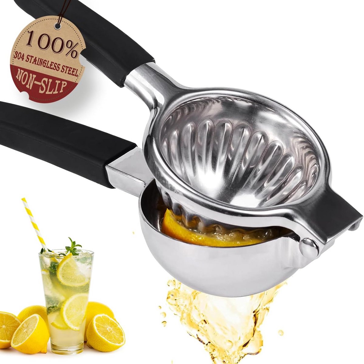 Handmatige Citruspers RVS - Ergonomische Sapcentrifuge voor Citroen en Limoen