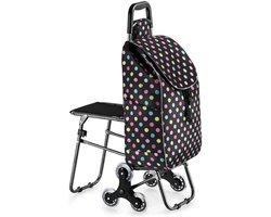 Opvouwbare boodschappentrolley met zitje - XL lichtgewicht winkelwagen met wielen en traplift functie