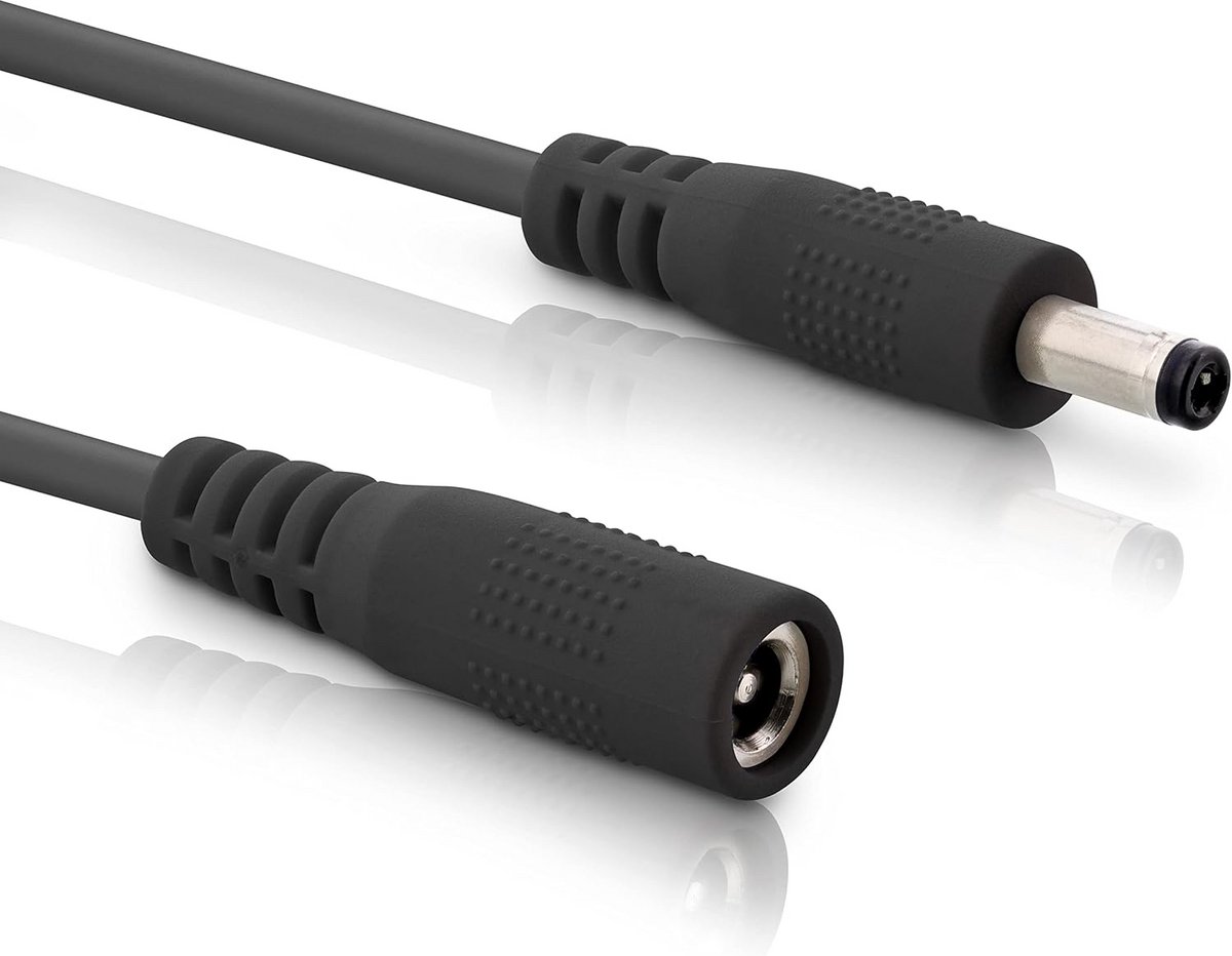 DC Verlengsnoer 5.5x2.5mm - 5 Meter Zwart - 18AWG voor Router, Camera, Printer en LED