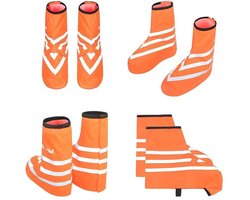Waterdichte fietsschoenovertrekken - unisex - waterdichte regenlaarzen - fietsschoenovertrekken - regenbestendige fietsbeenwarmers - fietsbeenwarmers met reflecterende strepen - regenfietsschoenovertrekken - maat L