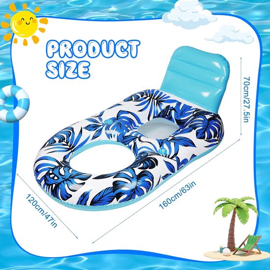 Opblaasbare Zwemstoel & Ligstoel voor Volwassenen - 2-in-1 Lounger voor Zwembad en Relaxen — afbeelding 5
