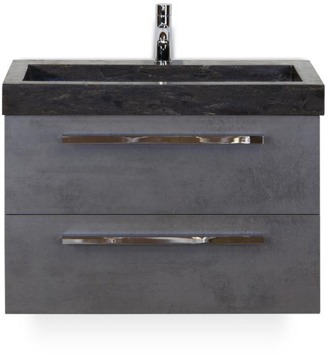 Seville Badmeubelset 80 cm - Beton Antraciet - Wastafel Hardsteen Wit Lucca