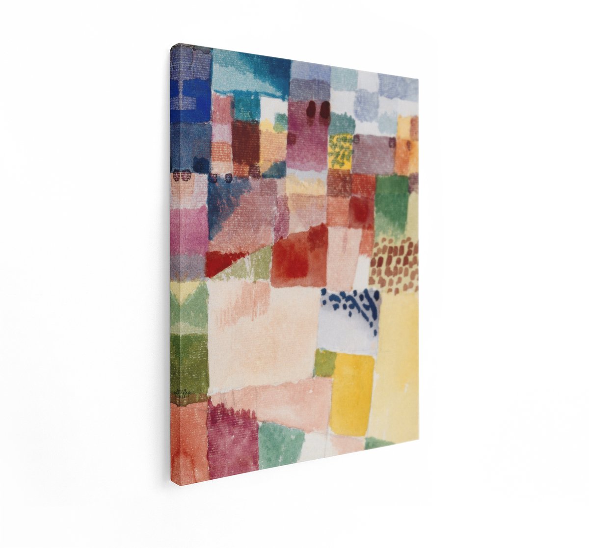 Artaza Canvas Schilderij Abstract - 60x80 cm - Wanddecoratie Paul Klee - Muurdecoratie Modern - Decoratie Kleurrijke Blokken