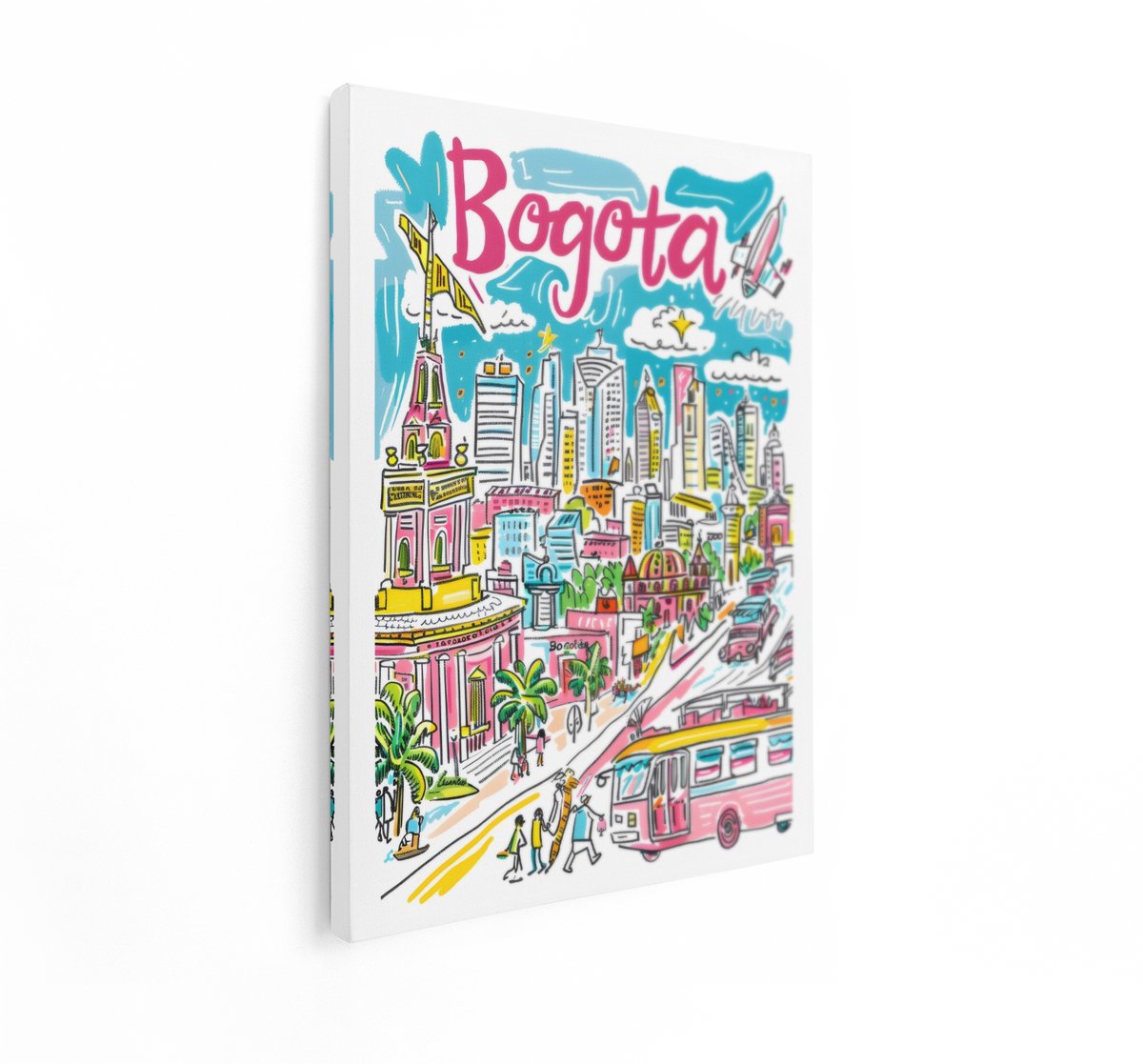 Artaza Canvas Schilderij Bogota Skyline - 90x120 cm - Wanddecoratie Colombia - Muurdecorat