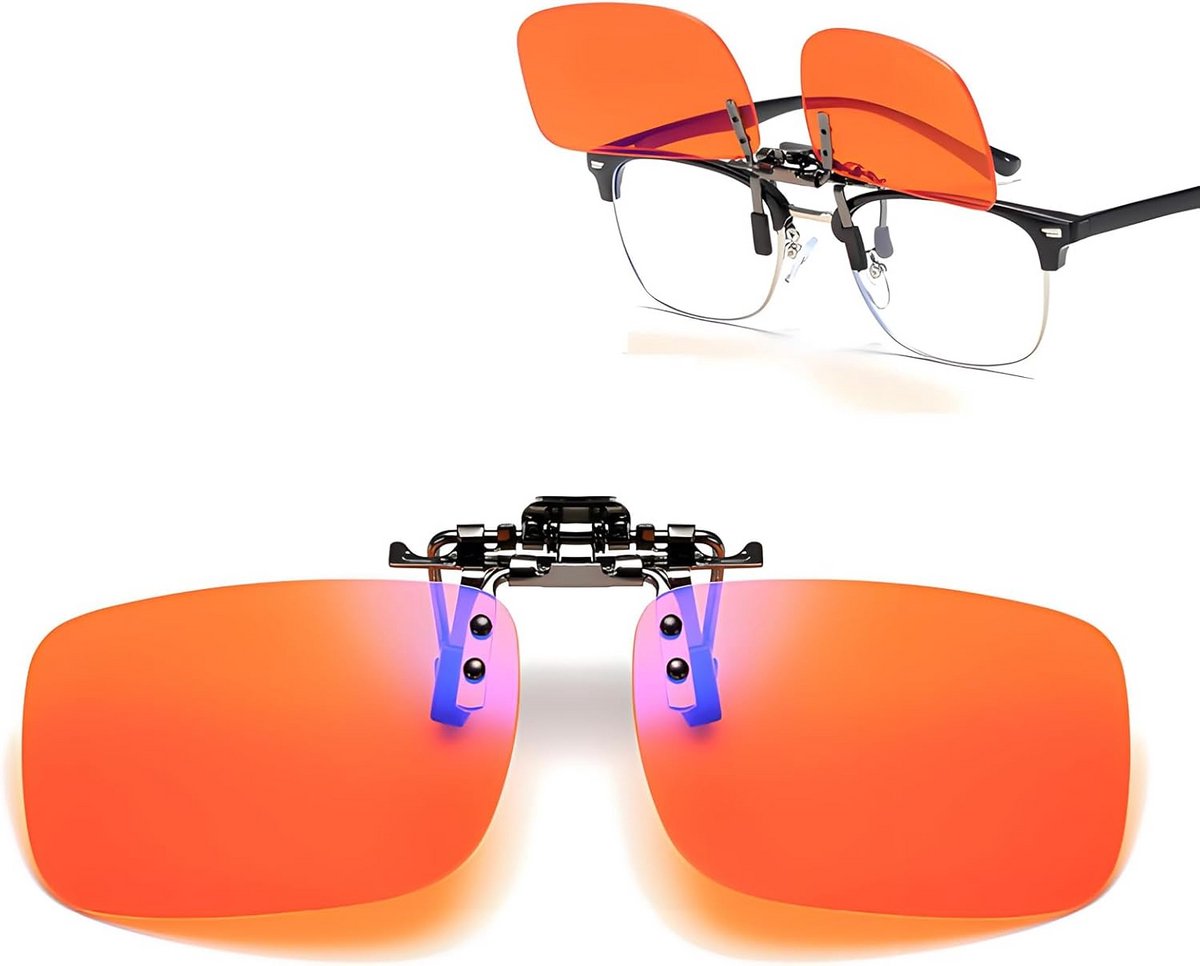 Clip-On Bril met Blauwlichtfilter en UV-Bescherming - Oranje Glazen voor Schermen & Avondlezen