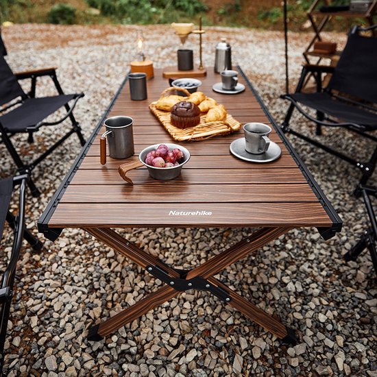 Naturehike grote opvouwbare campingtafel - Aluminium - Met rolbaar blad - 125 × 60 x 45 cm - voor 6 personen van Naturehike — afbeelding 4