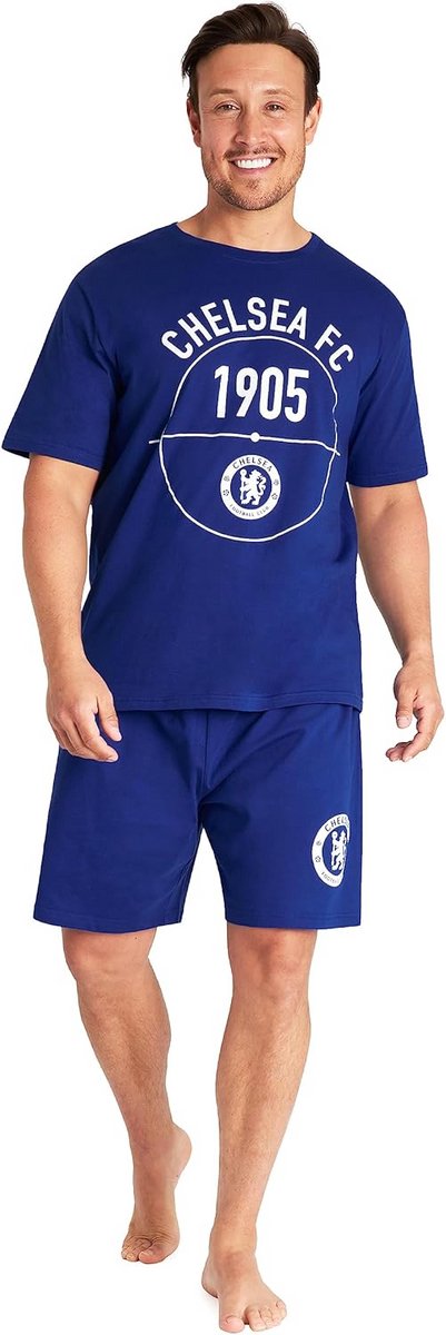 Heren Pyjama Set Kort 100% Katoen - T-Shirt en Korte Broek - Officieel Voetbal Nachtkleding