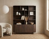 Vakkenkast Milla groot mangohout 185x45x220cm - Bruin - Japandi