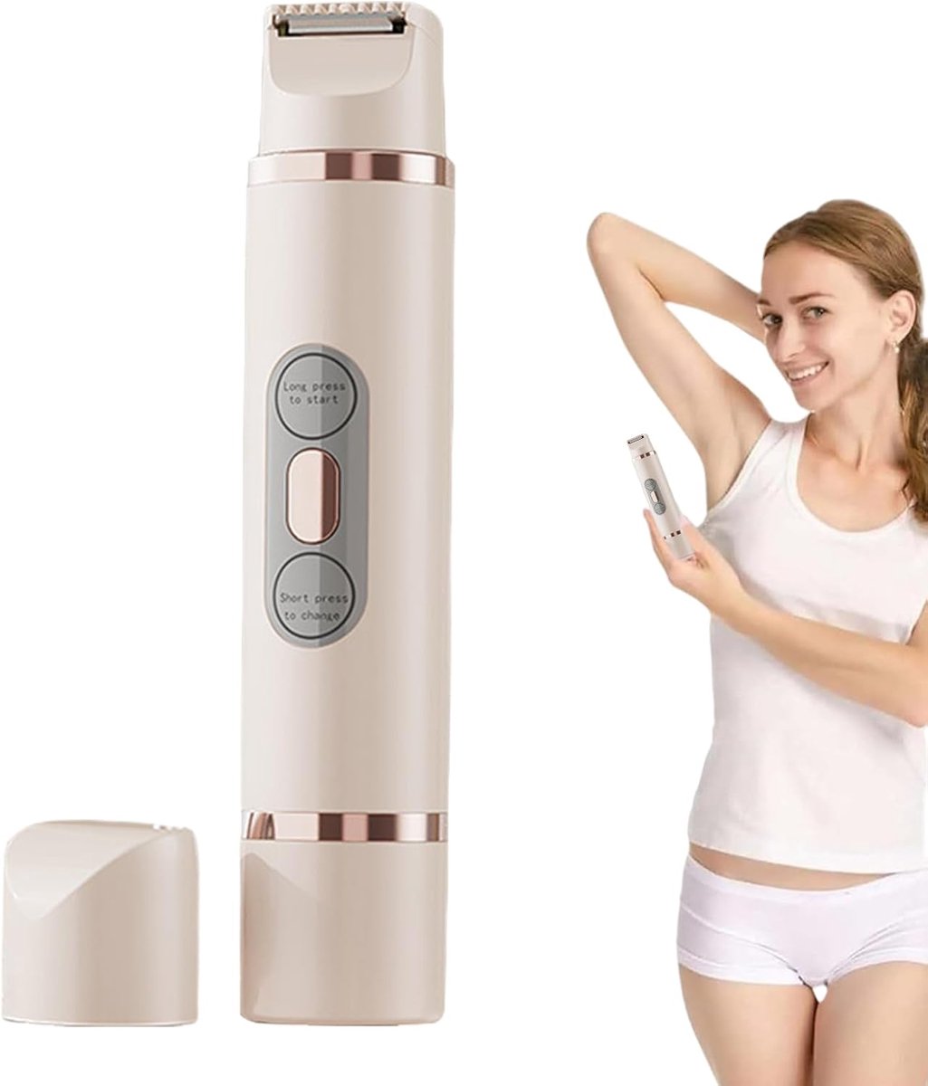 Ynkkvre - ontharingsapparaat - trimmer - elektrisch scheerapparaat - Ladyshave - 2 In 1 Dubbel Hoofd - Waterdicht Ip7 Ontwerp Voor Nat En Droog Gebruik - 1 Stuks - Voor Vrouwelijke Lichaamsverzorging Wit