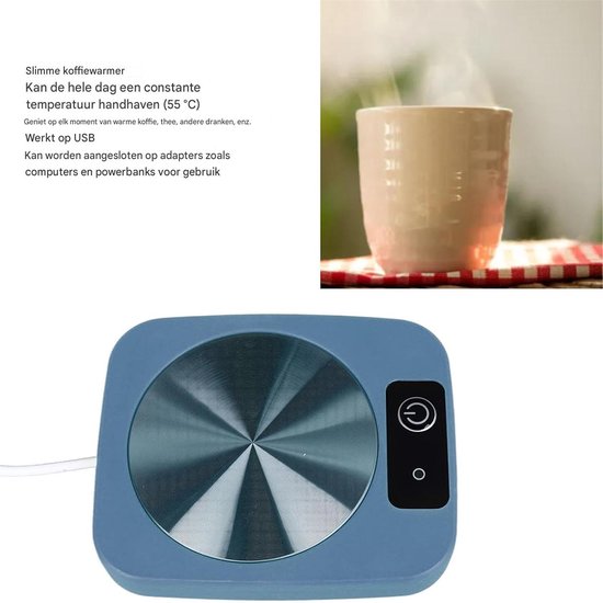 Ynkkvre -Slimme USB Bekerwarmer - Houd Koffie, Thee en Melk Warm op 55℃ - Geschikt voor Keramische, Roestvrijstalen en Glazen Bekers - Energiezuinig & Veilig - Perfect Cadeau -blauw — afbeelding 5
