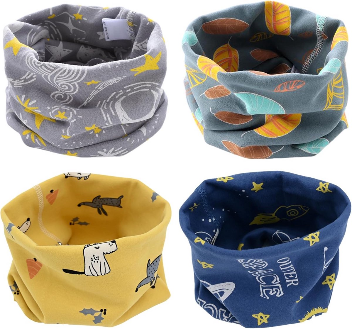 4x Warme Katoenen Nekwarmers voor Kinderen en Baby's - Zachte Halsdoek voor Meisjes en Jongens