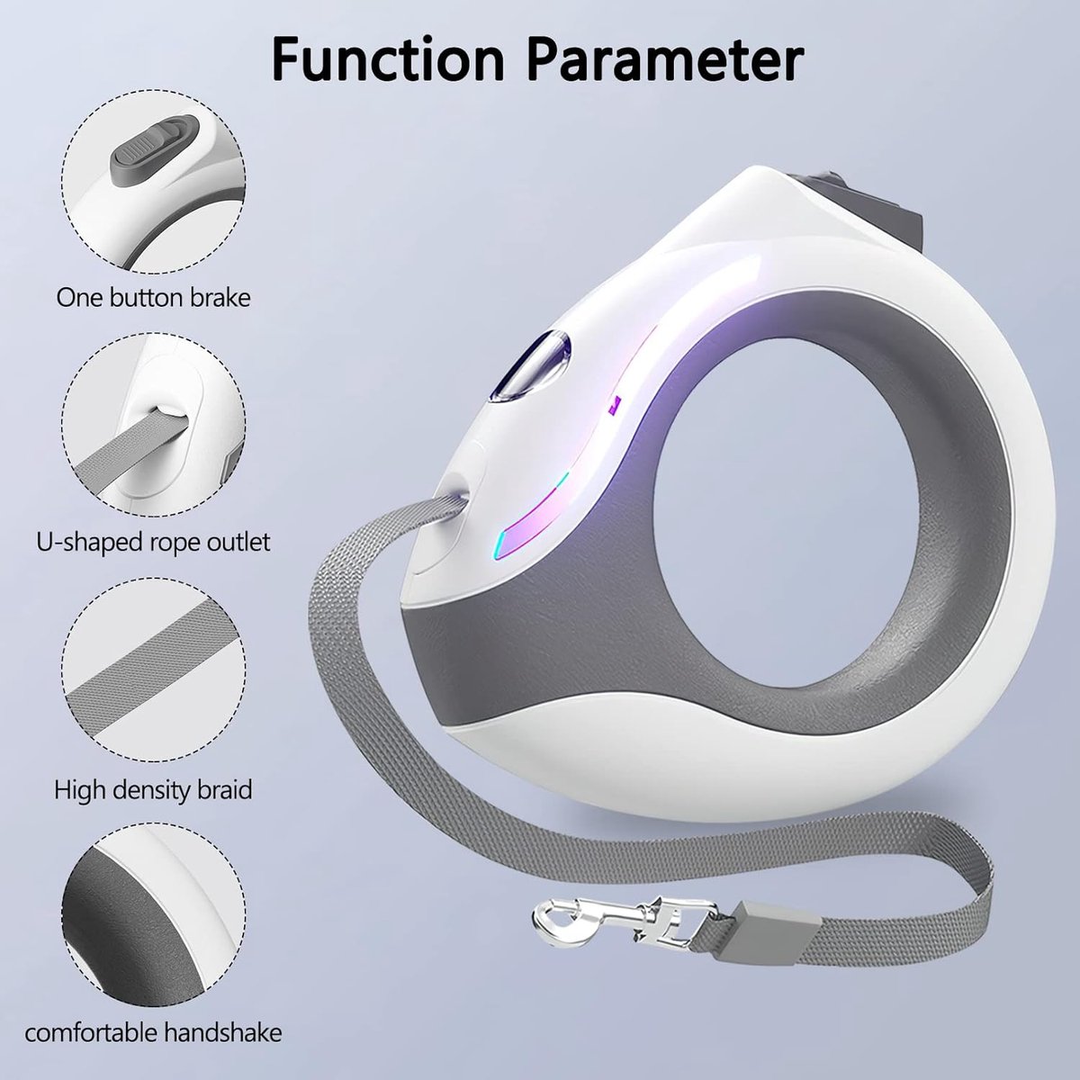 Sander Intrekbare hondenlijn, 3m uitschuifbare hondenriem met led-zaklamp, rem met één knop en slot, uitschuifbare hondenriem voor honden tot 20 kg (groen) thumbnail 4