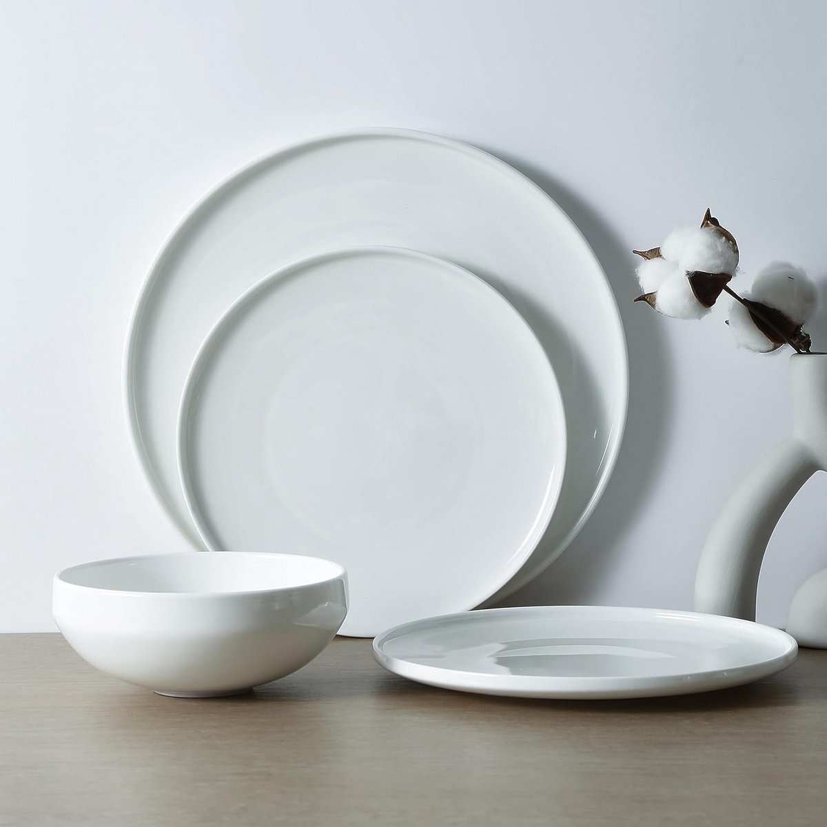 Luxe 12-delige Witte Servieset van Bone China - Geschikt voor 4 Personen
