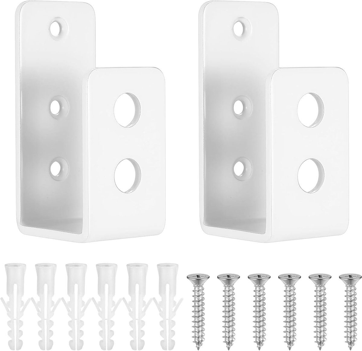 2 stuks deur barricade beugels, deur barricade klemmen U-beugels, U-vormige bar beveiliging deursloten beugels, voor thuis schuur garage poort deur versterking, past op 2 x 4 hout (wit）