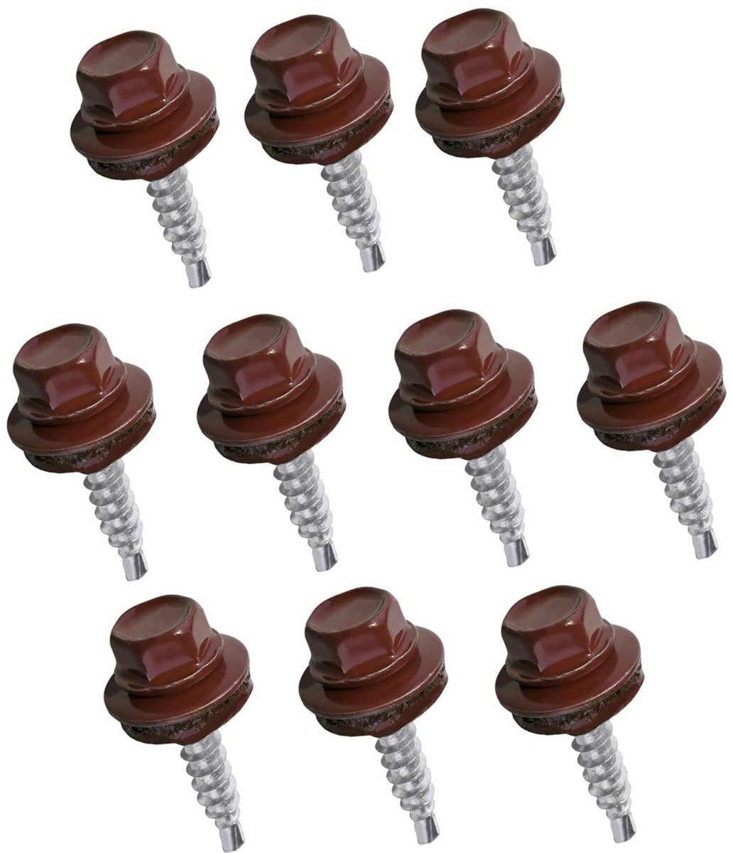 Set van 10 Zelfborende Schroeven voor Trapezeplaat | Metaal op Hout | Ø4,8x25mm | Inclusie