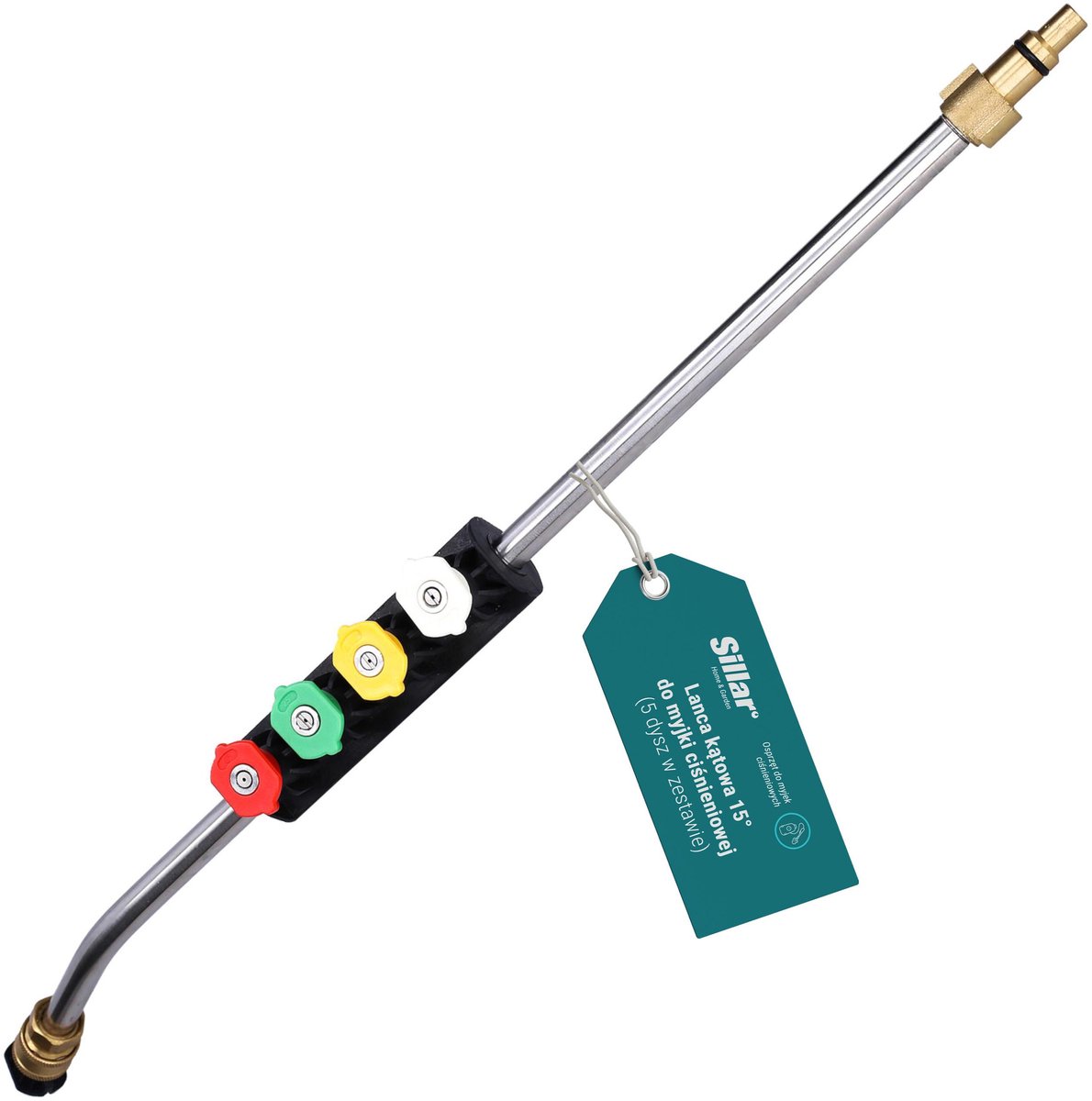Sillar Spuitlans met 5 Spuitdoppen voor Hogedrukreiniger – Geschikt voor Parkside & Lavor – Bayonet Aansluiting – 1 Set