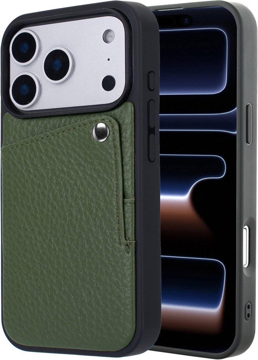 Selencia Hoesje - Geschikt voor Apple iPhone 17 Pro - Backcover met Pashouder - Sage Green